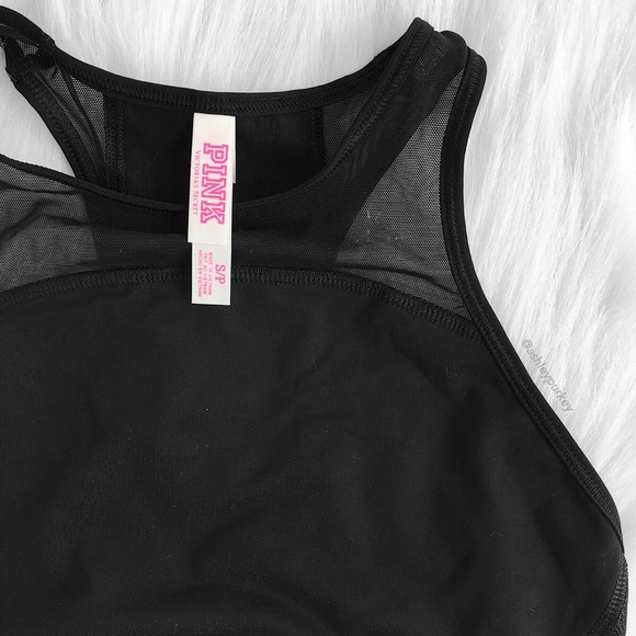 VS PINK black high neck mesh sports bra - Picture 2 of 3